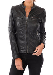 Women Lambskin Genuine Leather Jacket WJ218 SkinOutfit
