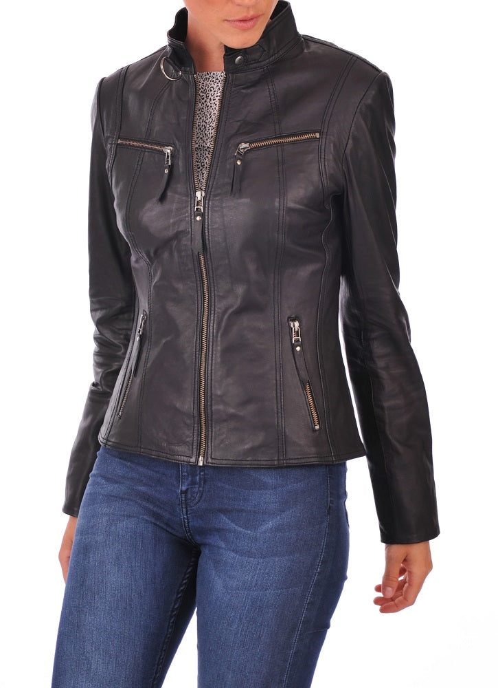 Women Lambskin Genuine Leather Jacket WJ219 SkinOutfit