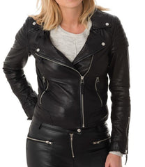 Women Lambskin Genuine Leather Jacket WJ223 SkinOutfit