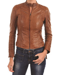 Women Lambskin Genuine Leather Jacket WJ224 SkinOutfit