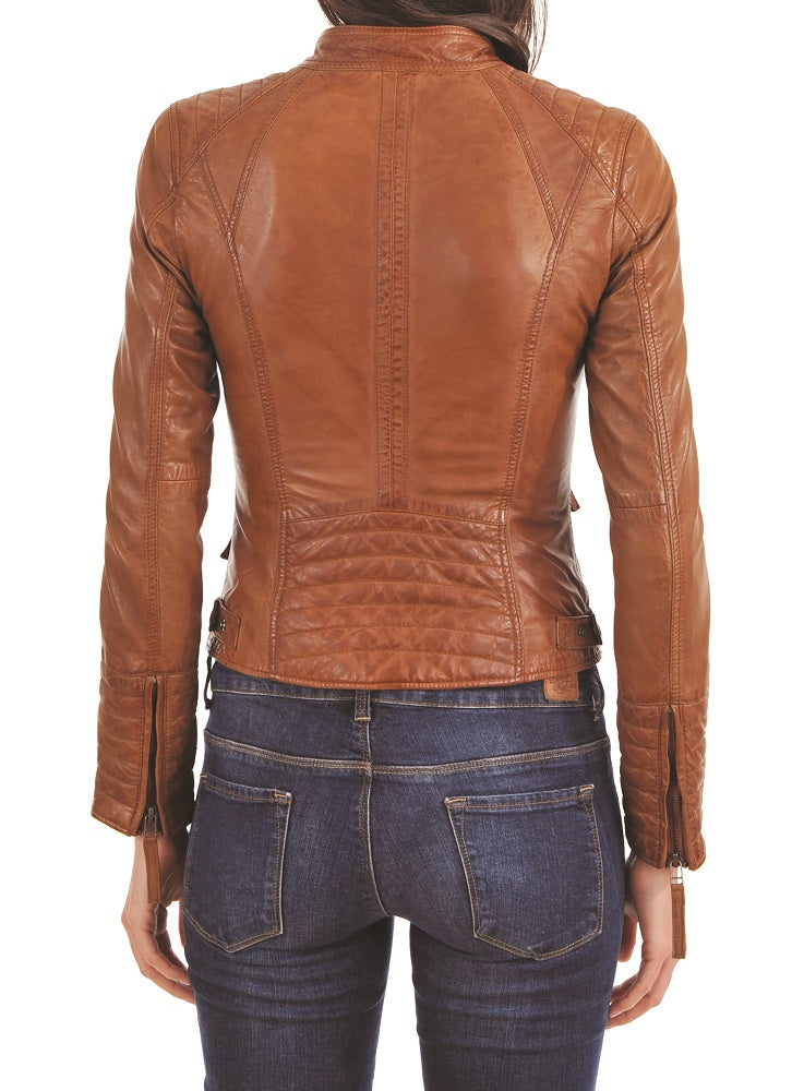 Women Lambskin Genuine Leather Jacket WJ224 SkinOutfit