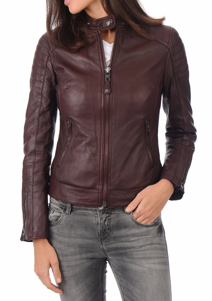 Women Lambskin Genuine Leather Jacket WJ233 SkinOutfit