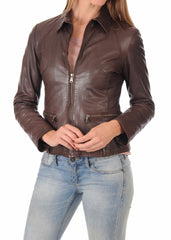 Women Lambskin Genuine Leather Jacket WJ234 SkinOutfit