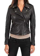 Women Lambskin Genuine Leather Jacket WJ235 SkinOutfit