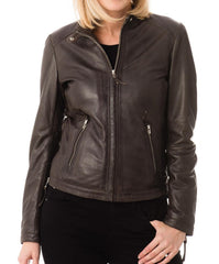 Women Lambskin Genuine Leather Jacket WJ236 SkinOutfit