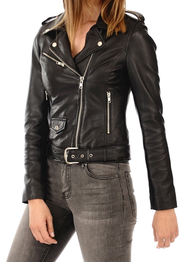 Women Lambskin Genuine Leather Jacket WJ239 SkinOutfit