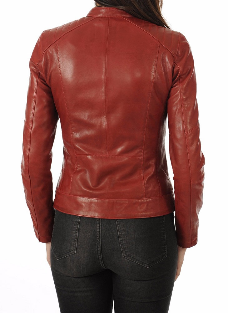 Women Lambskin Genuine Leather Jacket WJ242 SkinOutfit