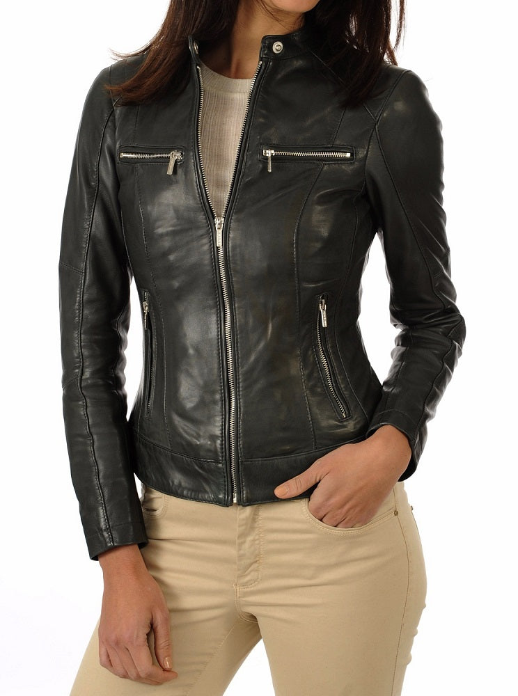 Women Lambskin Genuine Leather Jacket WJ245 SkinOutfit