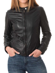 Women Lambskin Genuine Leather Jacket WJ248 SkinOutfit