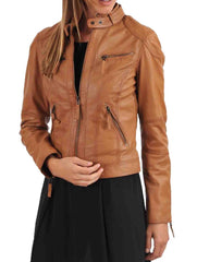 Women Lambskin Genuine Leather Jacket WJ249 SkinOutfit