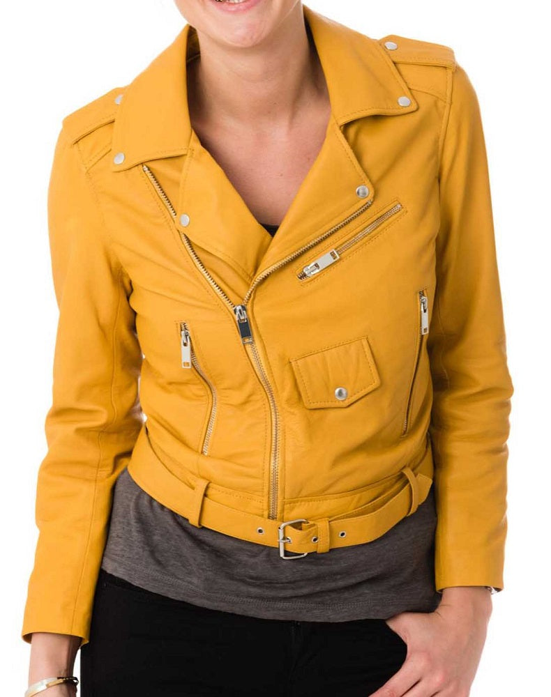 Women Lambskin Genuine Leather Jacket WJ250 SkinOutfit