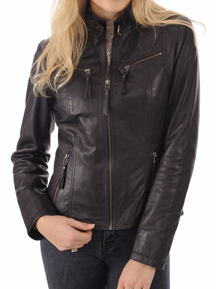 Women Lambskin Genuine Leather Jacket WJ252 SkinOutfit