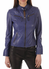 Women Lambskin Genuine Leather Jacket WJ255 SkinOutfit