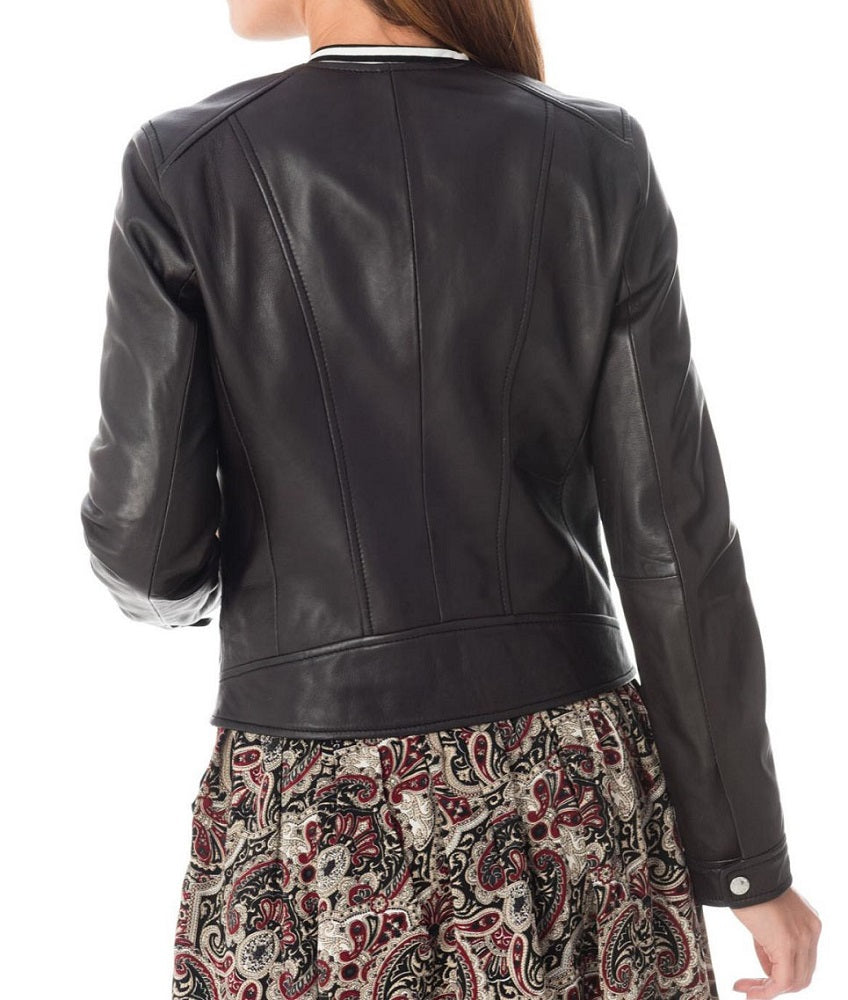 Women Lambskin Genuine Leather Jacket WJ256 SkinOutfit