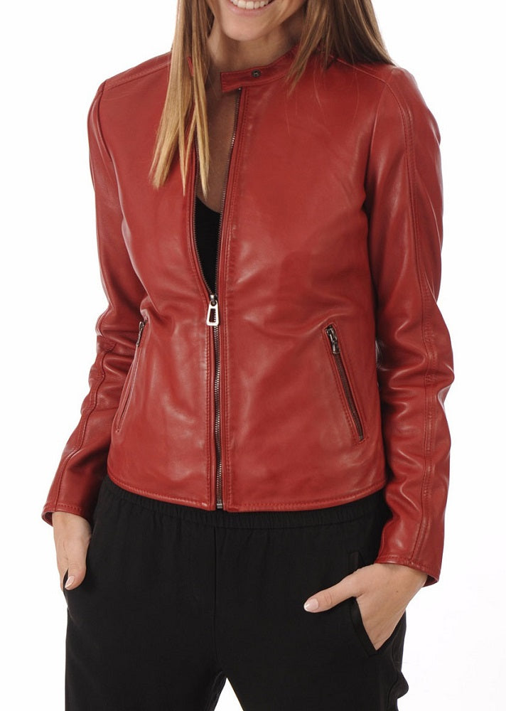 Women Lambskin Genuine Leather Jacket WJ258 SkinOutfit