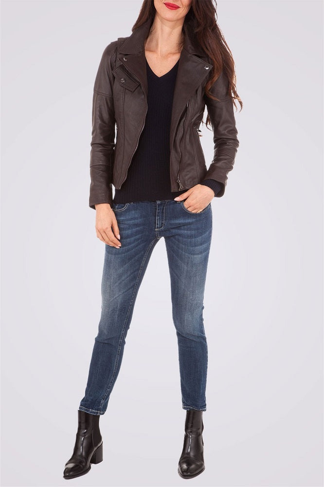 Women Genuine Leather Jacket WJ128 freeshipping - SkinOutfit