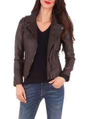 Women Genuine Leather Jacket WJ128 freeshipping - SkinOutfit