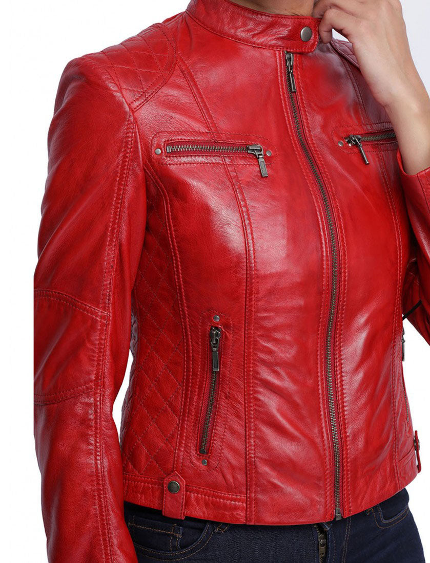 Women Genuine Leather Jacket WJ158 SkinOutfit