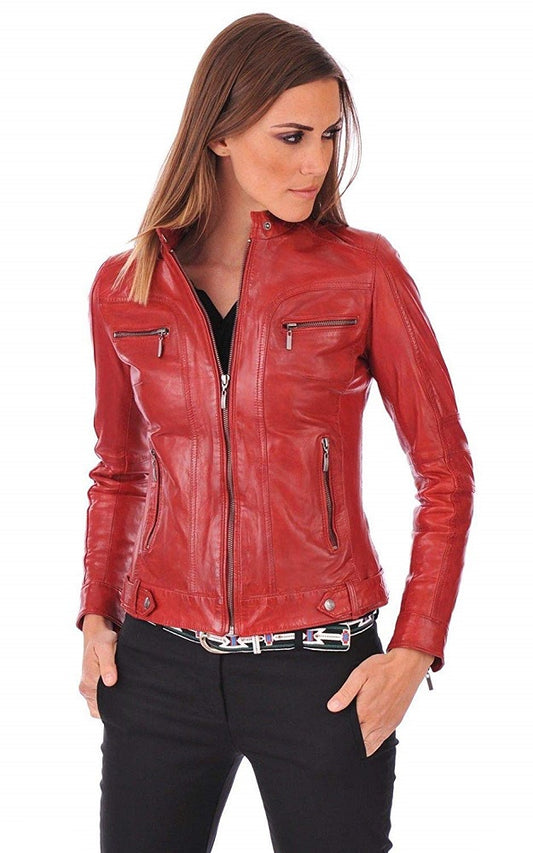 Women Genuine Leather Jacket WJ 19 freeshipping - SkinOutfit