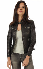 Women Genuine Leather Jacket WJ 22 freeshipping - SkinOutfit