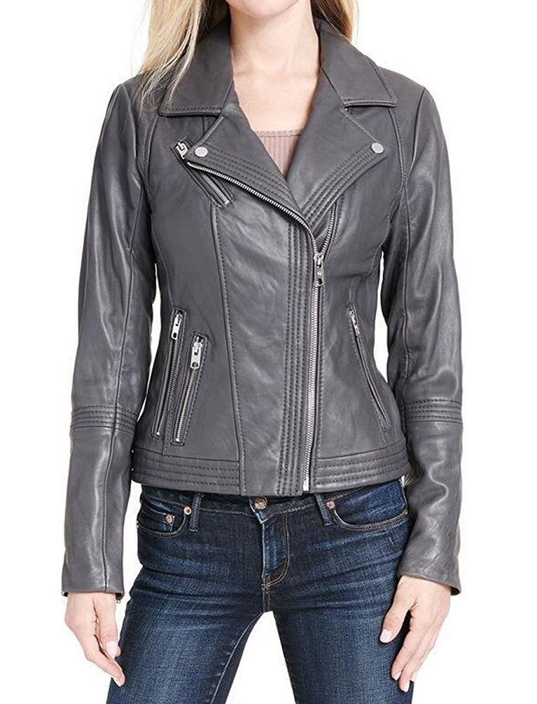 Women Lambskin Genuine Leather Jacket WJ262 SkinOutfit