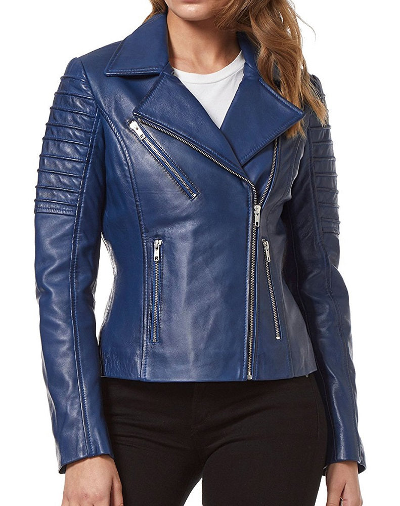 Women Lambskin Genuine Leather Jacket WJ266 SkinOutfit