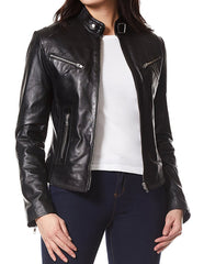 Women Lambskin Genuine Leather Jacket WJ268 SkinOutfit