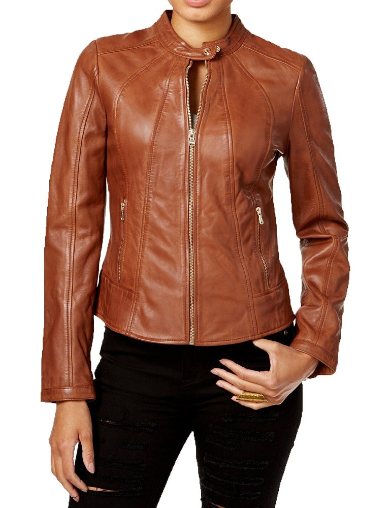 Women Lambskin Genuine Leather Jacket WJ273 SkinOutfit