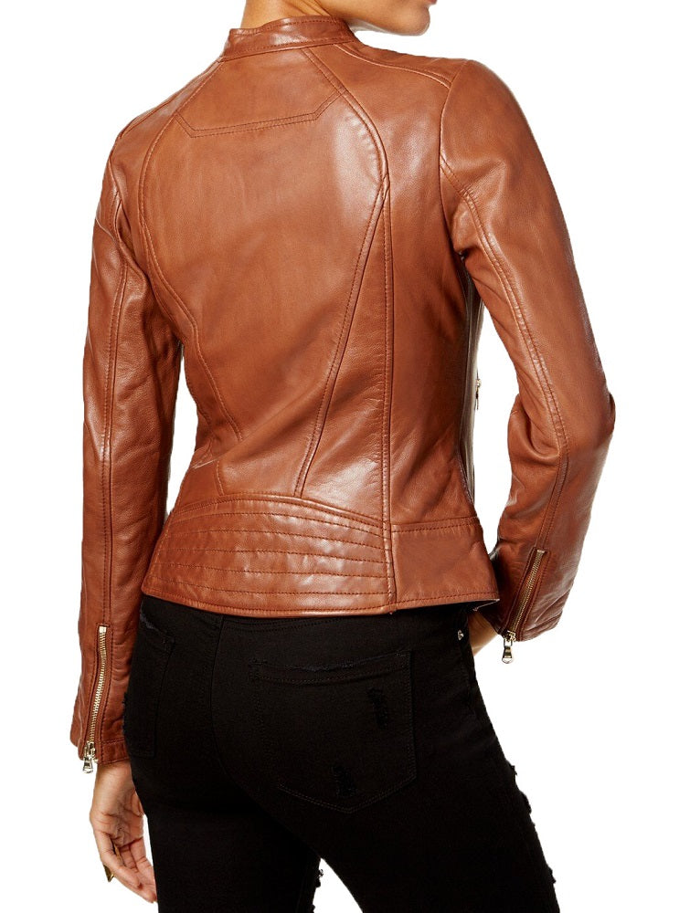 Women Lambskin Genuine Leather Jacket WJ273 SkinOutfit