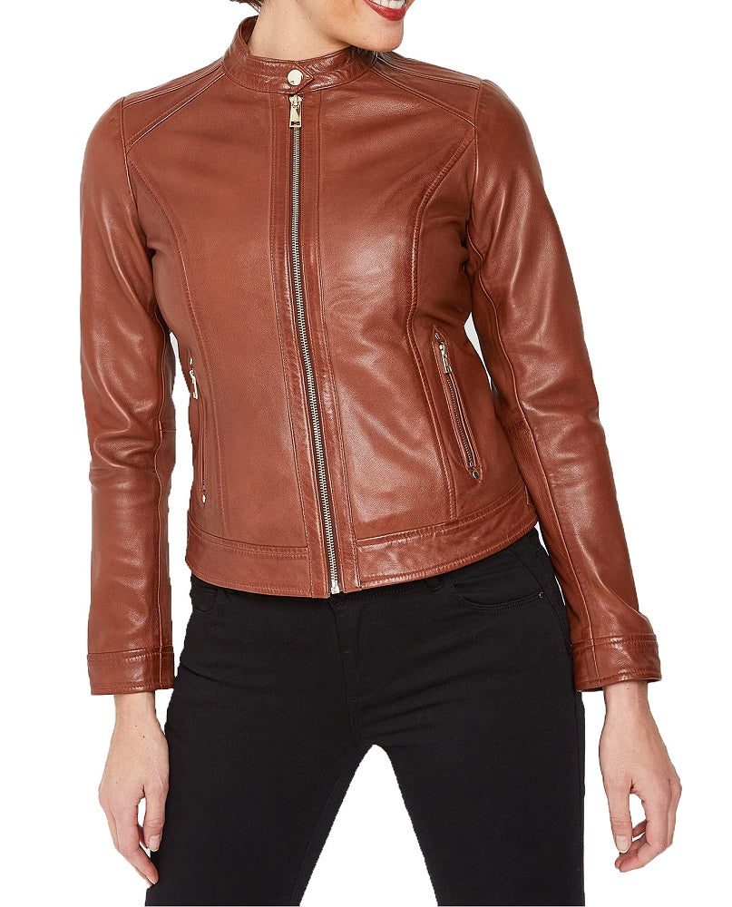 Women Lambskin Genuine Leather Jacket WJ276 SkinOutfit