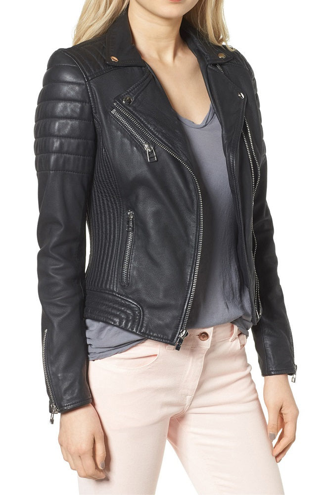Women Lambskin Genuine Leather Jacket WJ277 SkinOutfit
