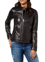 Women Lambskin Genuine Leather Jacket WJ278 SkinOutfit