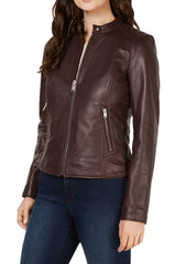 Women Lambskin Genuine Leather Jacket WJ279 SkinOutfit