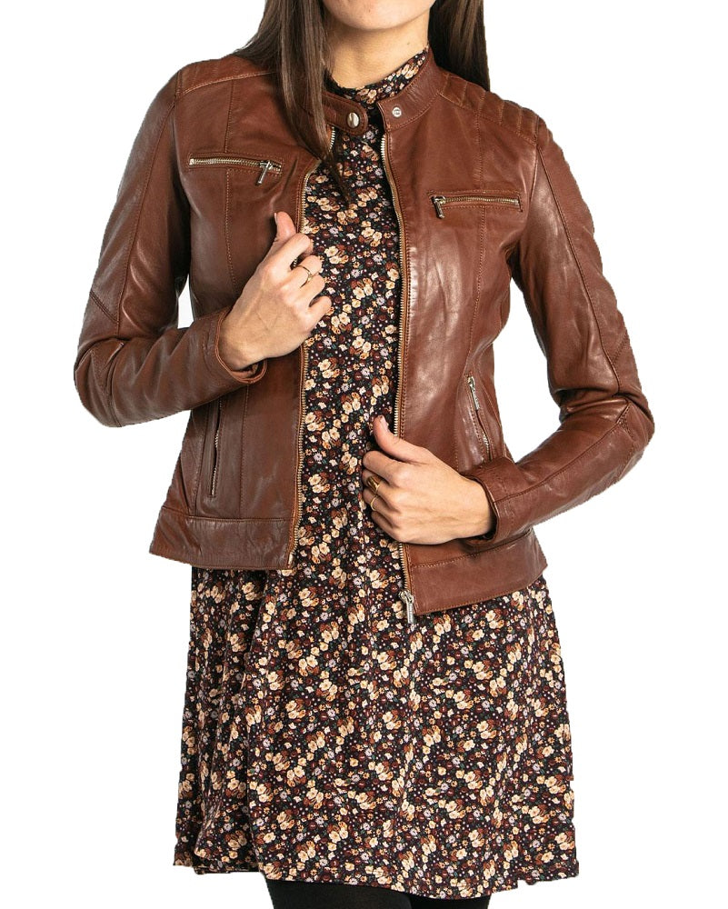 Women Lambskin Genuine Leather Jacket WJ280 SkinOutfit