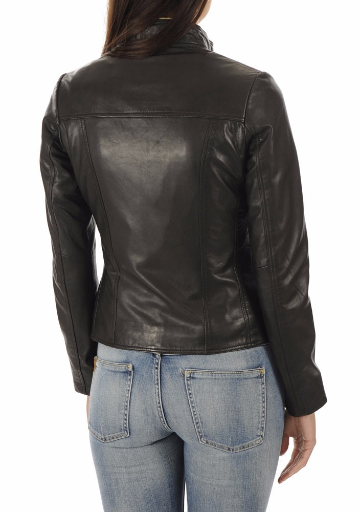 Women Lambskin Genuine Leather Jacket WJ281 SkinOutfit