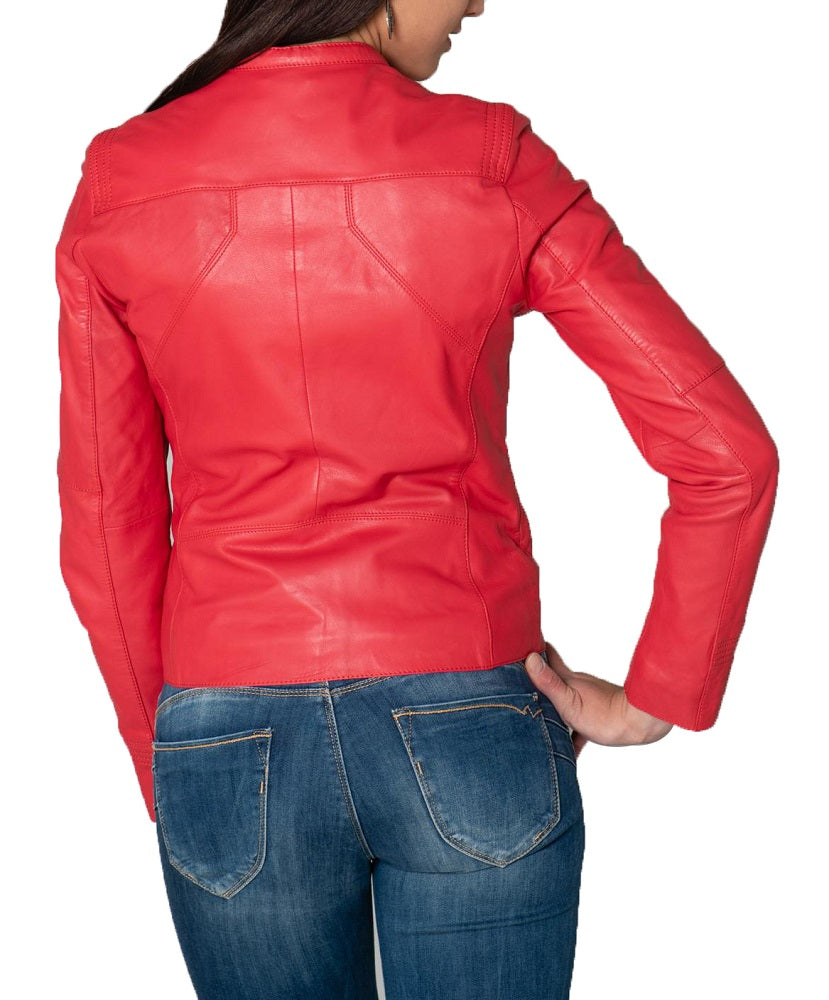 Women Lambskin Genuine Leather Jacket WJ286 SkinOutfit