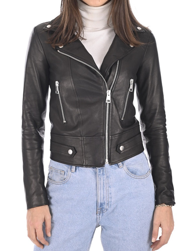 Women Lambskin Genuine Leather Jacket WJ287 SkinOutfit