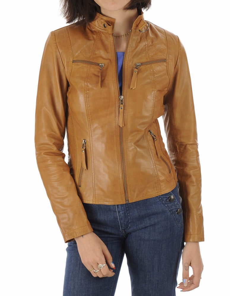 Women Lambskin Genuine Leather Jacket WJ289 SkinOutfit