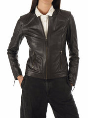 Women Lambskin Genuine Leather Jacket WJ290 SkinOutfit