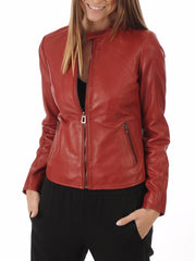 Women Lambskin Genuine Leather Jacket WJ291 SkinOutfit