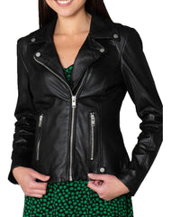 Women Lambskin Genuine Leather Jacket WJ292 SkinOutfit