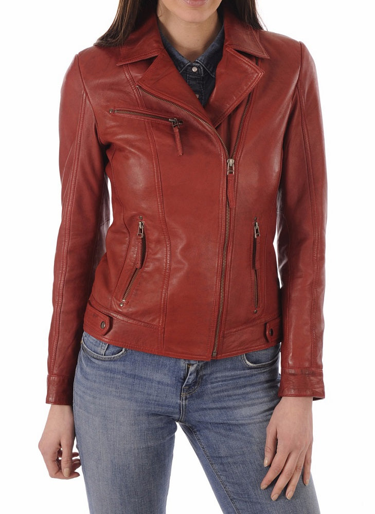 Women Lambskin Genuine Leather Jacket WJ293 SkinOutfit