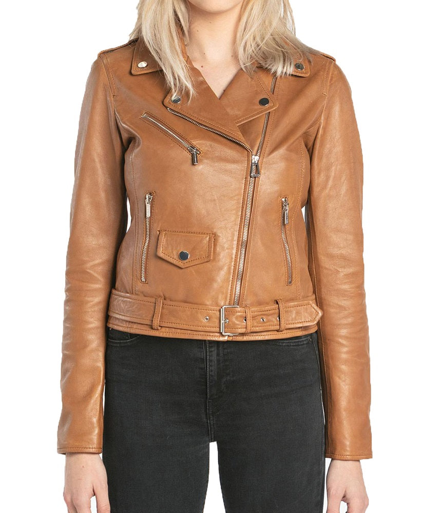 Women Lambskin Genuine Leather Jacket WJ296 SkinOutfit