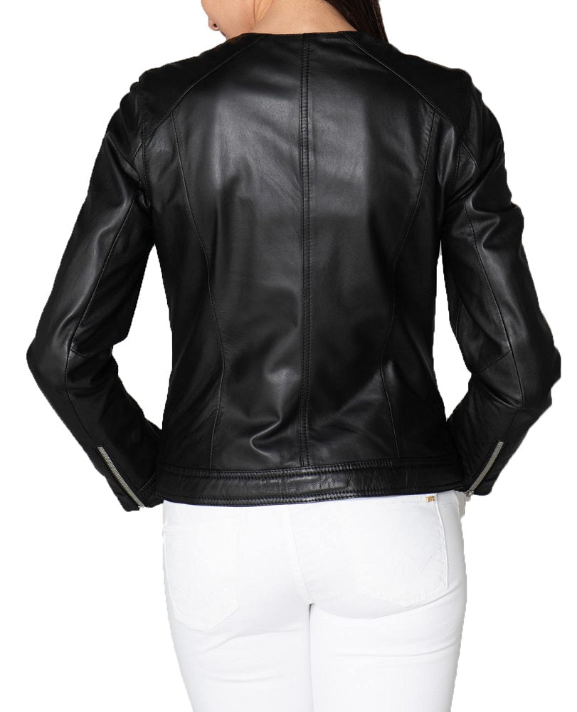 Women Lambskin Genuine Leather Jacket WJ298 SkinOutfit