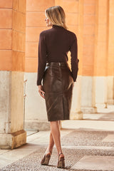 Women Genuine Leather Skirt WS 46 SkinOutfit