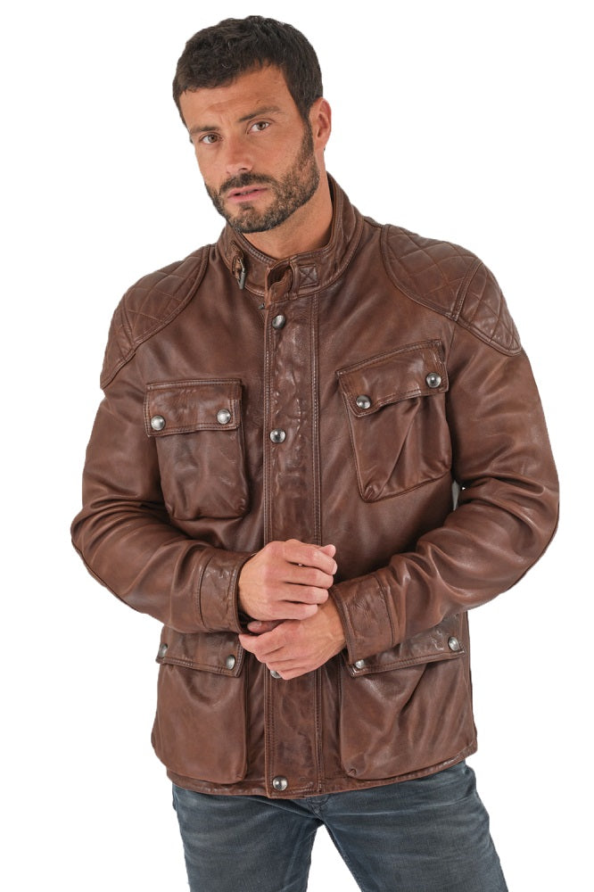 Men Genuine Turner Leather Jacket 02 freeshipping - SkinOutfit