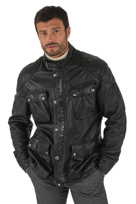 Men Genuine Turner Leather Jacket 01 freeshipping - SkinOutfit